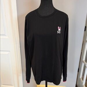 Psycho Bunny Black Tee with Pink Neckline Accent